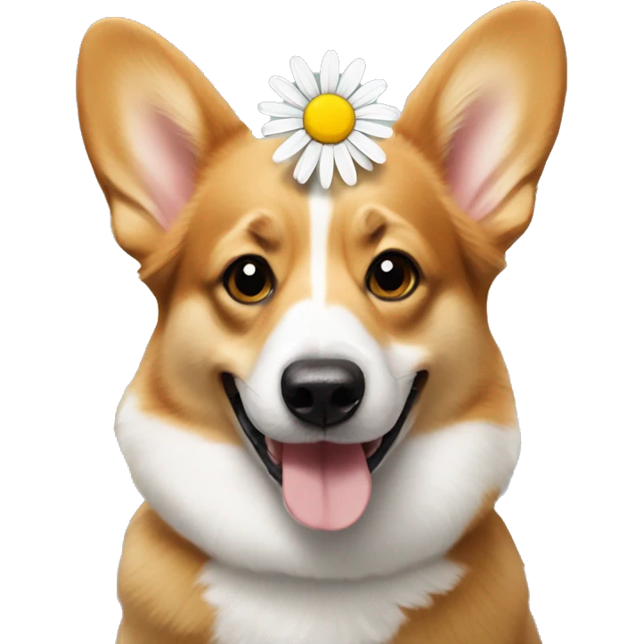 Corgi with a daisy emoji