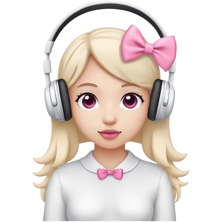 White headphones with pink bow emoji