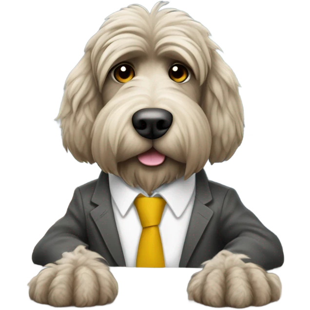 Spinone fluffy dog who works at an office building emoji
