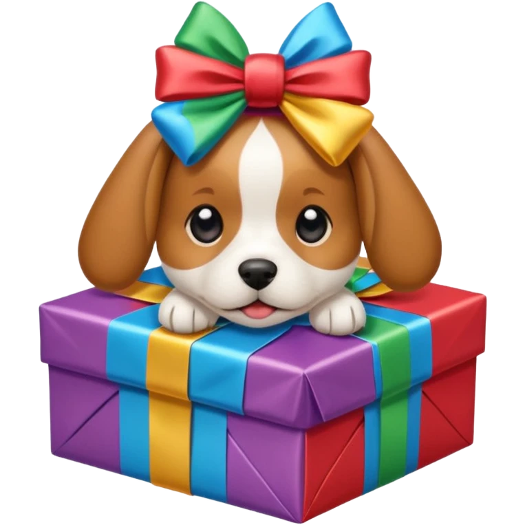 Dog in new yaer hat wrapped paper new yaer  emoji