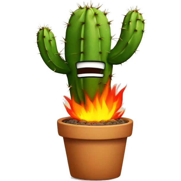 mad cactus with fire emoji
