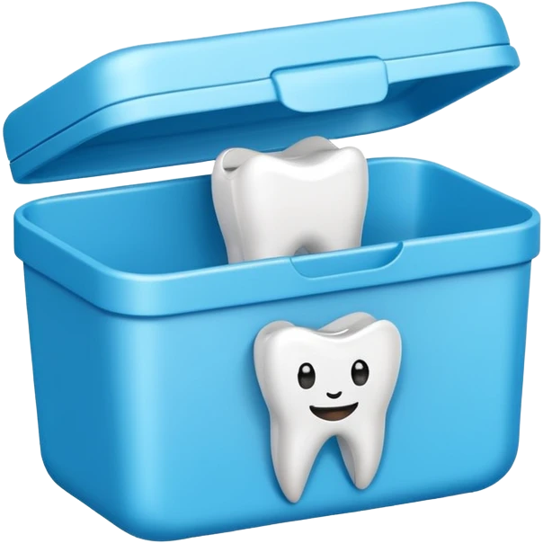 A small plastic container with the phrase  "dental floss" on it emoji