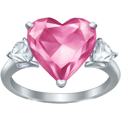 Diamond ring with a pink heart gem emoji