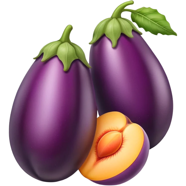 A eggplant in a peach emoji