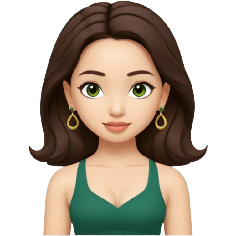 pretty bratz genmoji that looks like tamannah bhatia (bollywood actress), wearing a dark green sweetheart neckline top, dark brown hair, light makeup, no necklace, dangly earrings, side hair part, dark brown eyes, doing yoga emoji