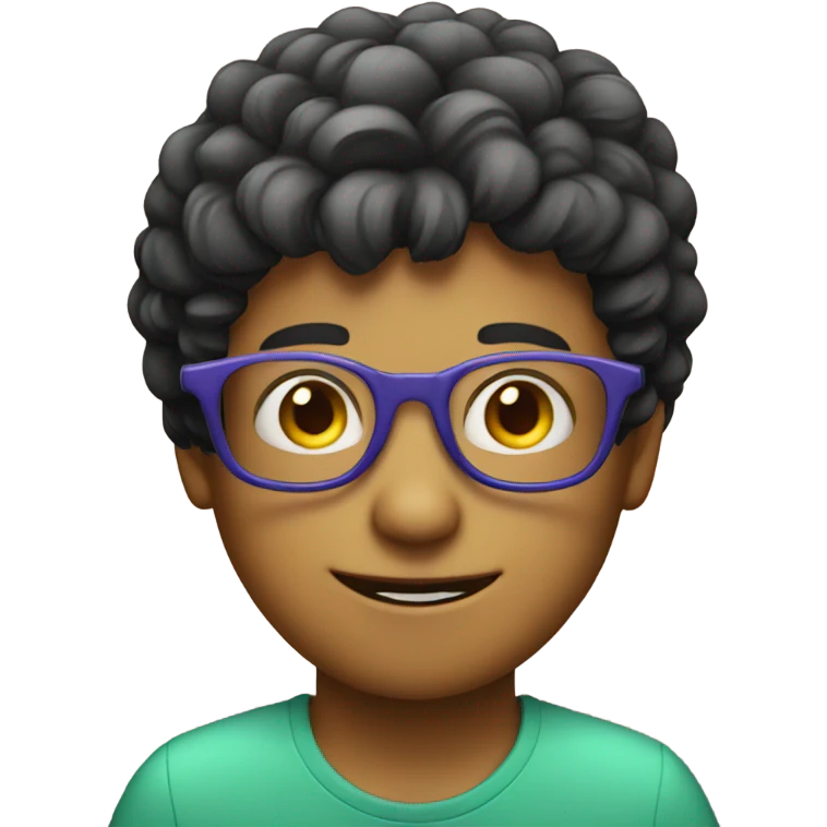 Boy with round glasses and party hat emoji