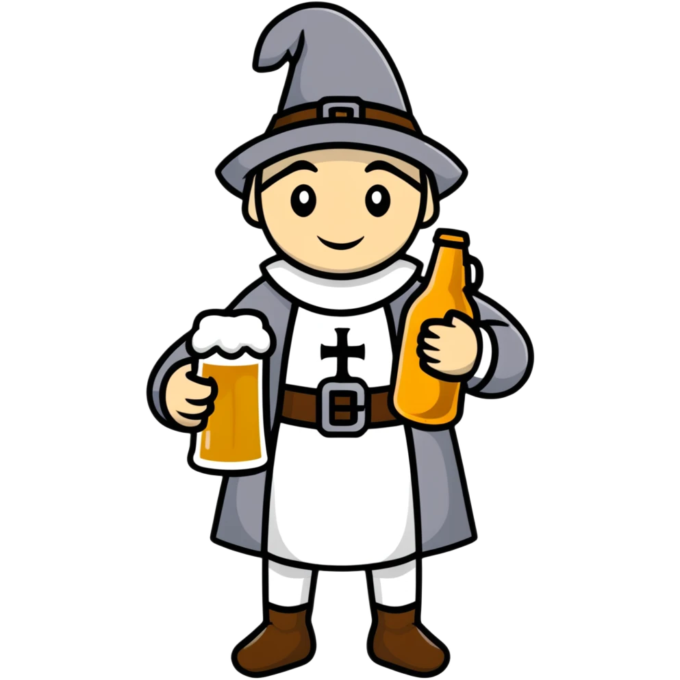 medieval pilgrim with bottle of beer emoji