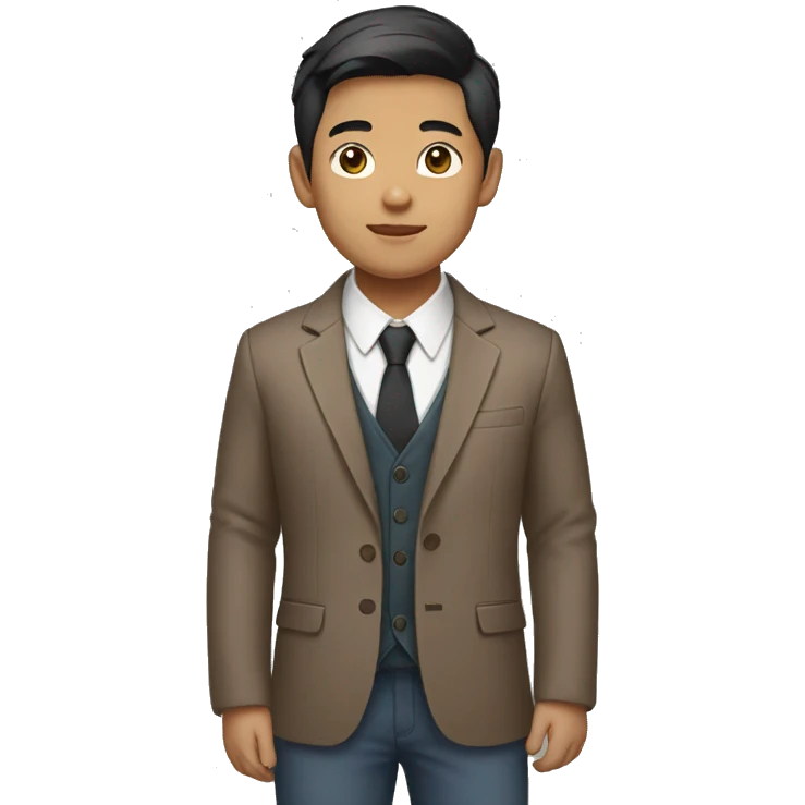 Boy with asian skin tone wearing mocca blazer emoji