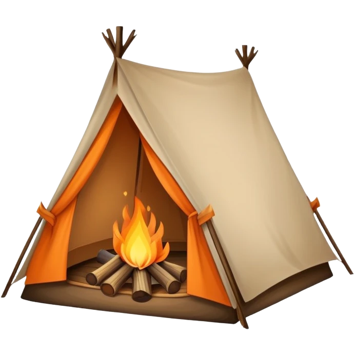 camping tent with campfire emoji