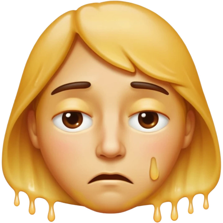 Apple-style emoji person inspired by the Apple melting face emoji (🫠), with a slightly drooping lower face due to heat, solid soft texture, annoyed and exhausted expression, raised eyebrow, unimpressed half-closed eyes, subtle sweat drops, consistent skin color, no dripping or glossy liquid effect emoji