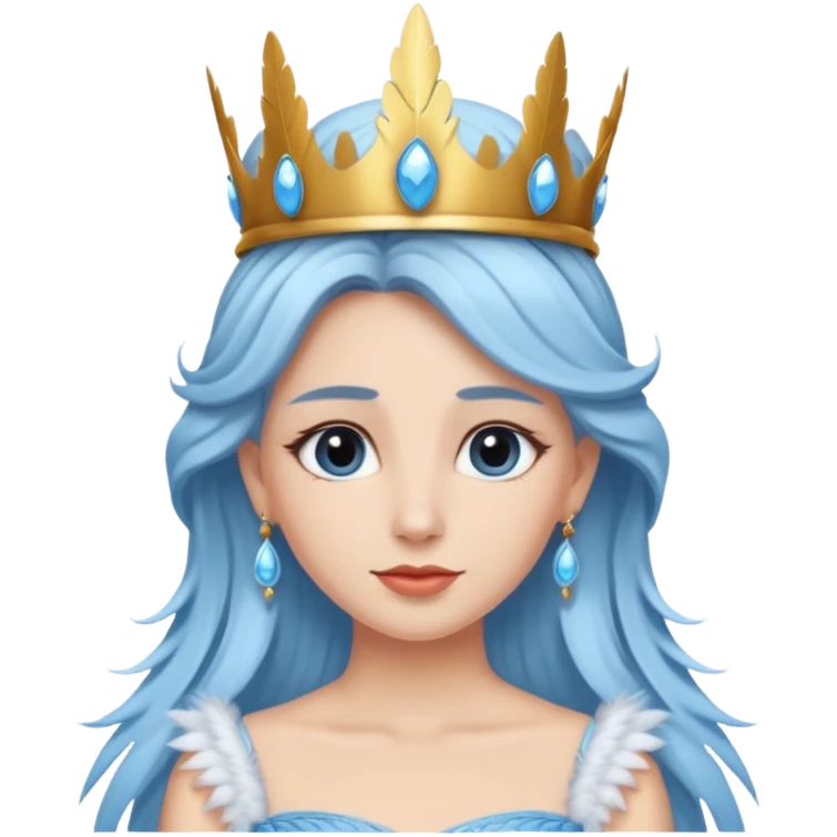 Sky Queen – feather crown + light-blue gown emoji