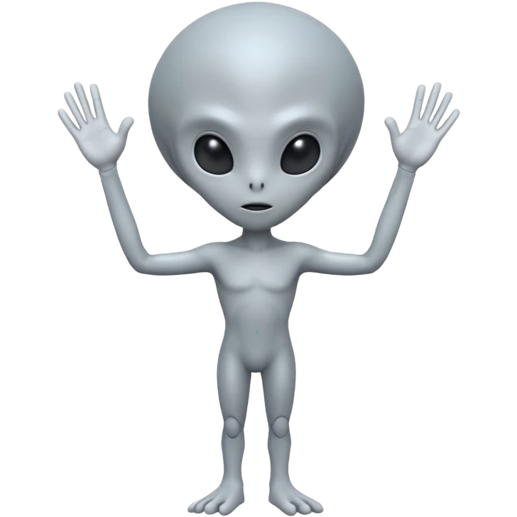 fullbody handsup gray alien frontview emoji