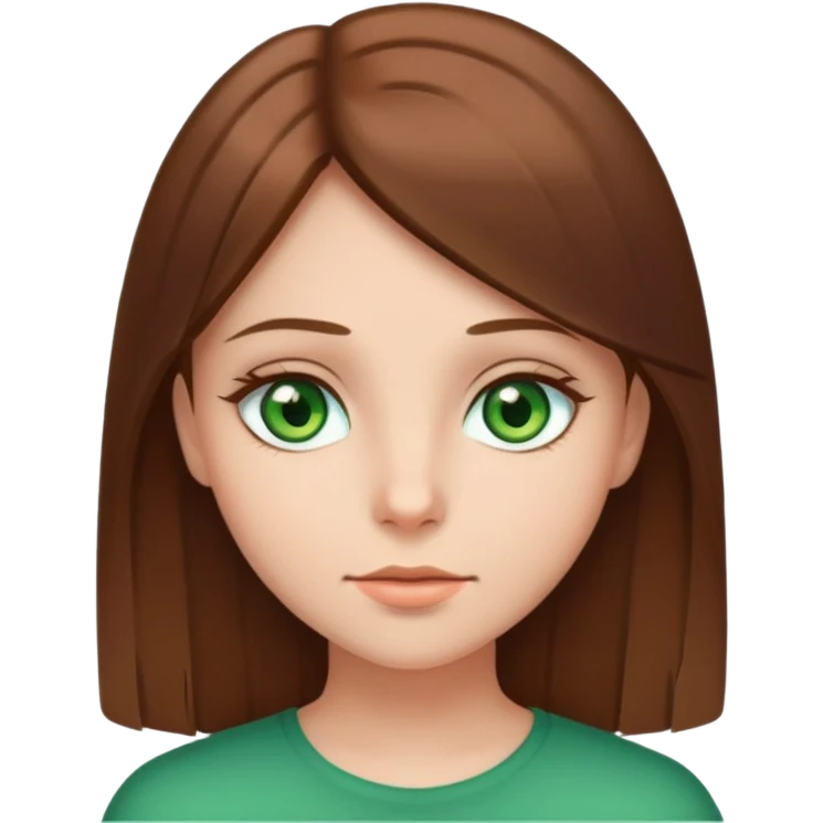 Brown straight hair girl with green eyes emoji