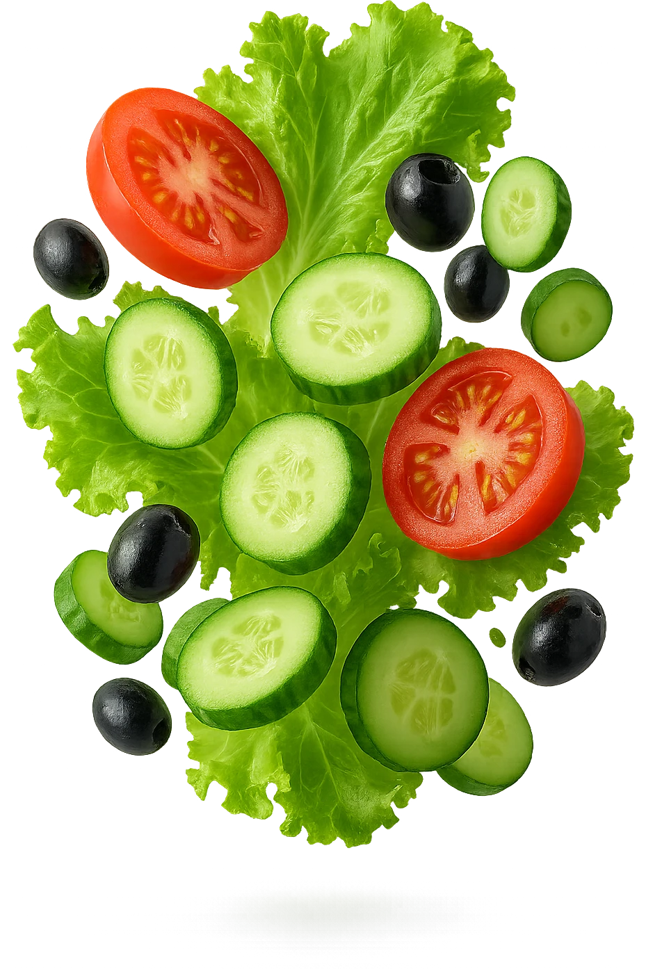 INSALATA FLUTTUA IN ARIA, iperrealistico 4k emoji