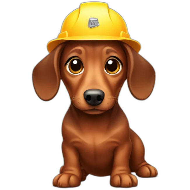 brown dachshund with construction hat emoji