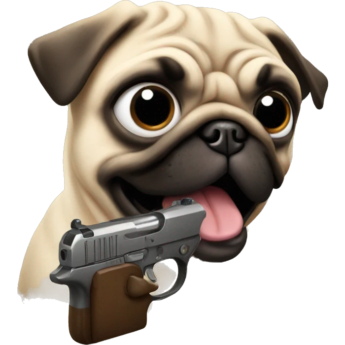 Pug holding a pistol aiming at you  emoji