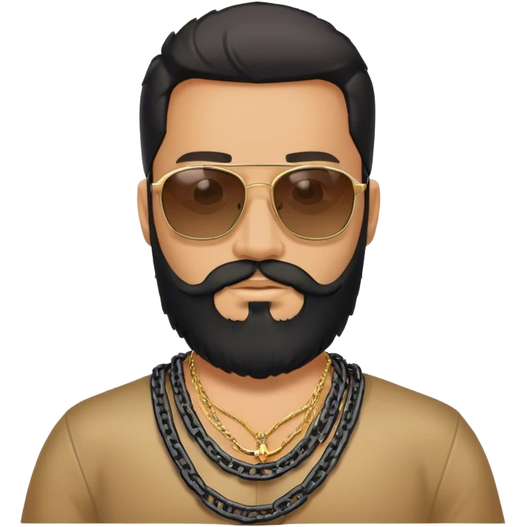 Man with black full beard with sunglasses and a chain emoji