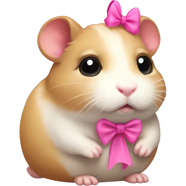 sad hamster with pink bow emoji