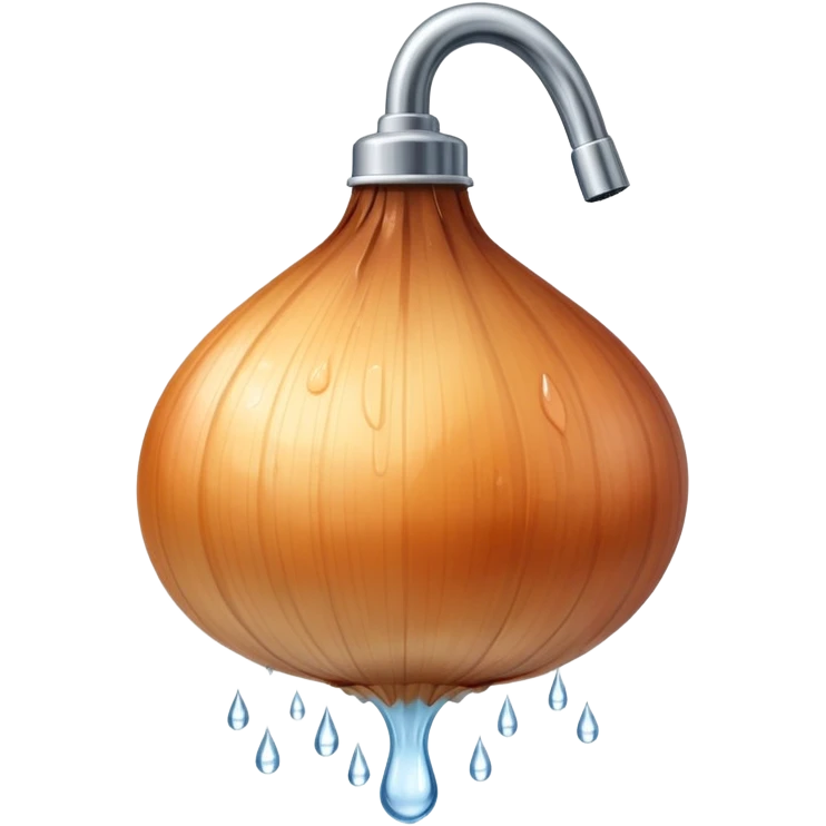 onion under showerhead, getting wet, water droplets emoji