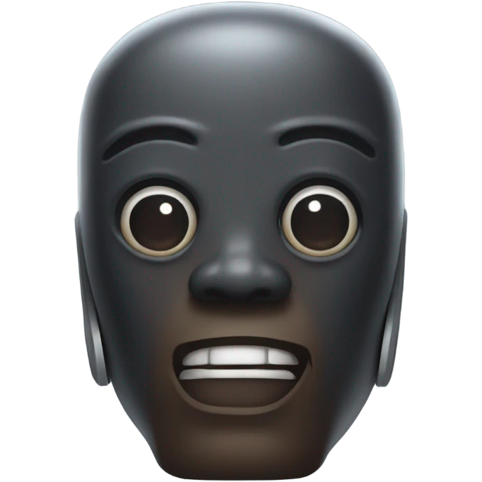 Person who is a droid with lasers on their head with dark skin and a big nose emoji