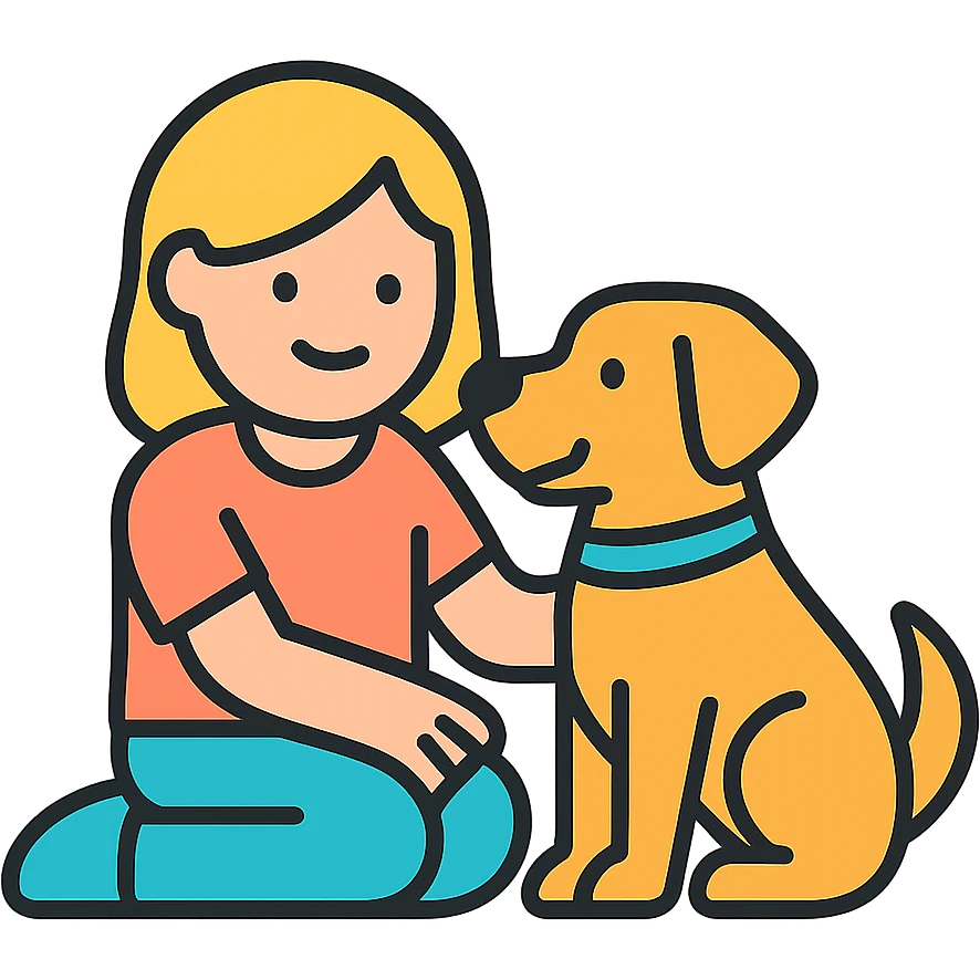 girl with pet dog, companionship emoji