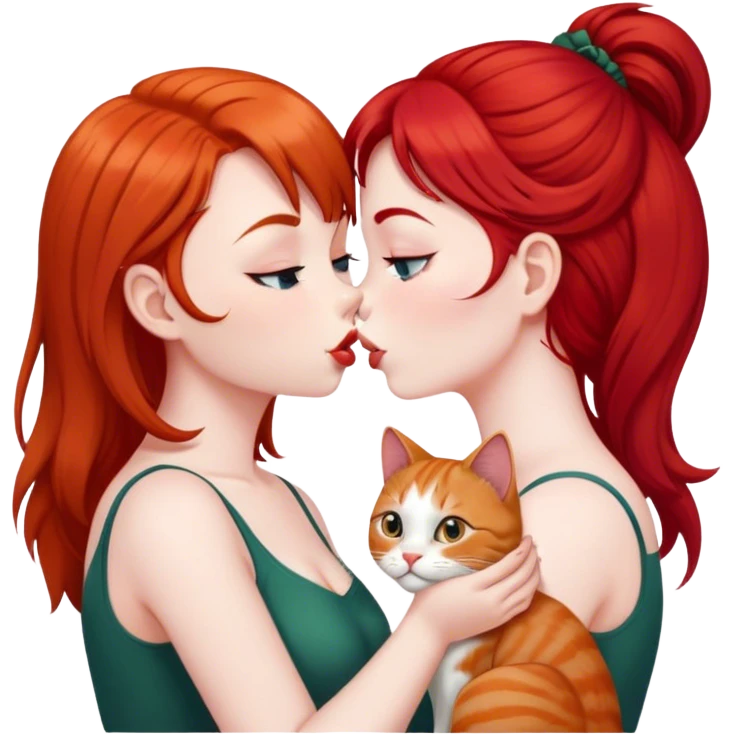 british cat kisses a red hair girl emoji