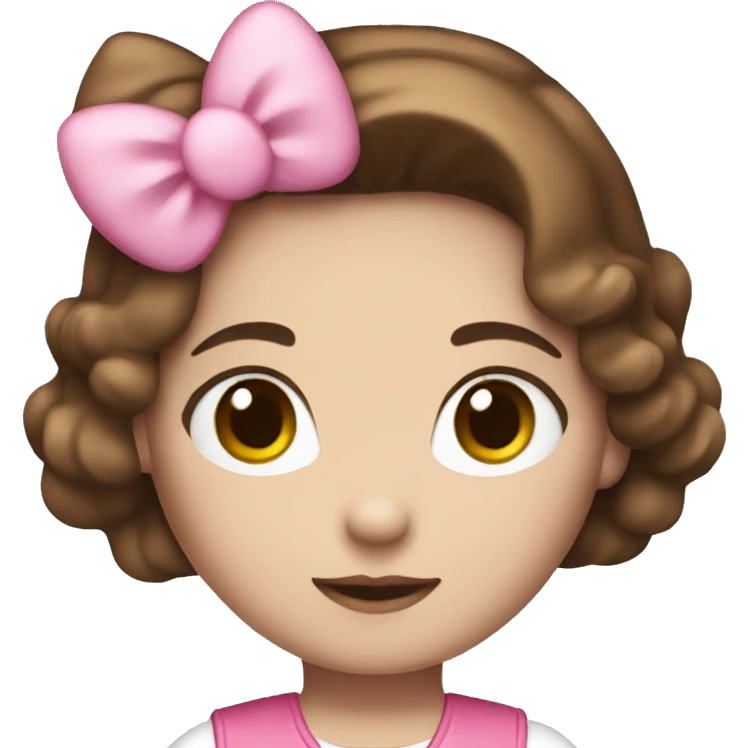 A girl with brown hair and blue eyes in a hello kitty costume emoji