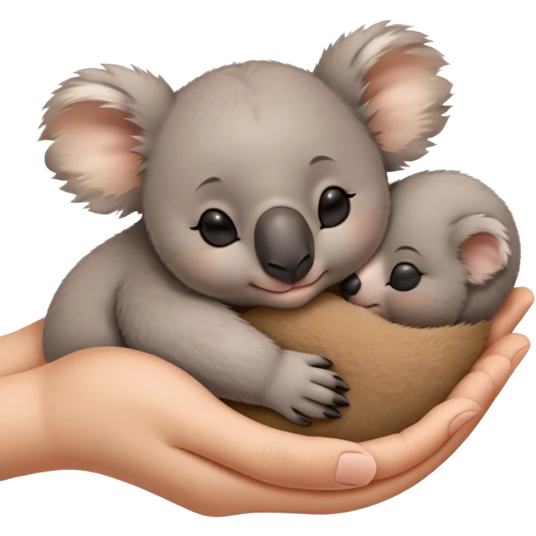 Tiny baby koala sleeping in someone’s hands emoji