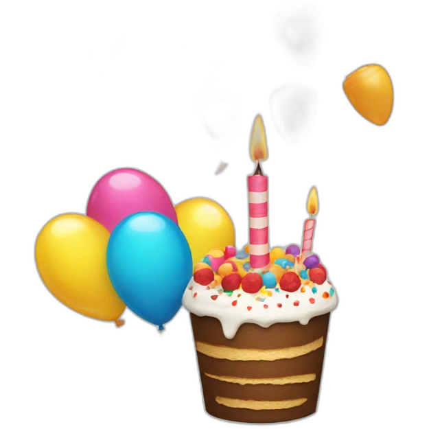 party popper with party face and birthday cake emoji