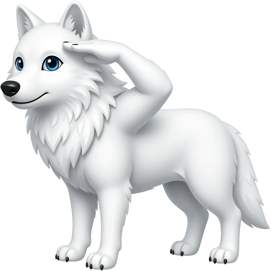 White wolf saluting emoji