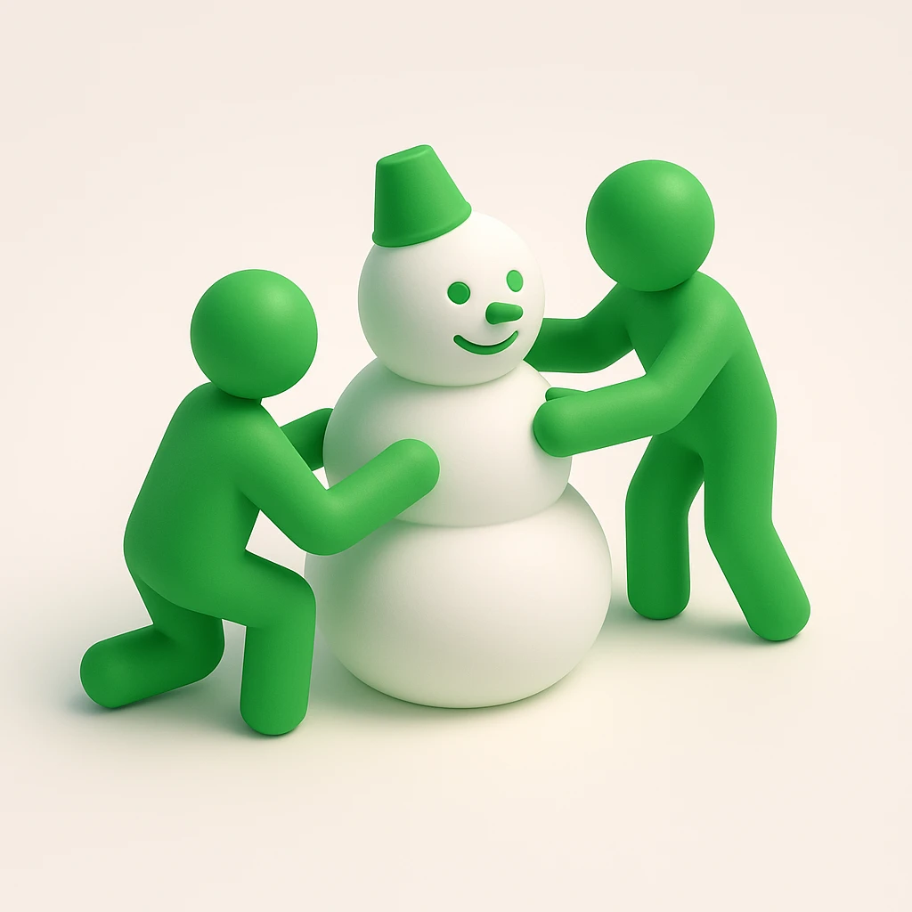 people making a snowman emoji