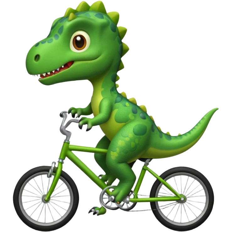 Cute dinosaur riding a bike  emoji
