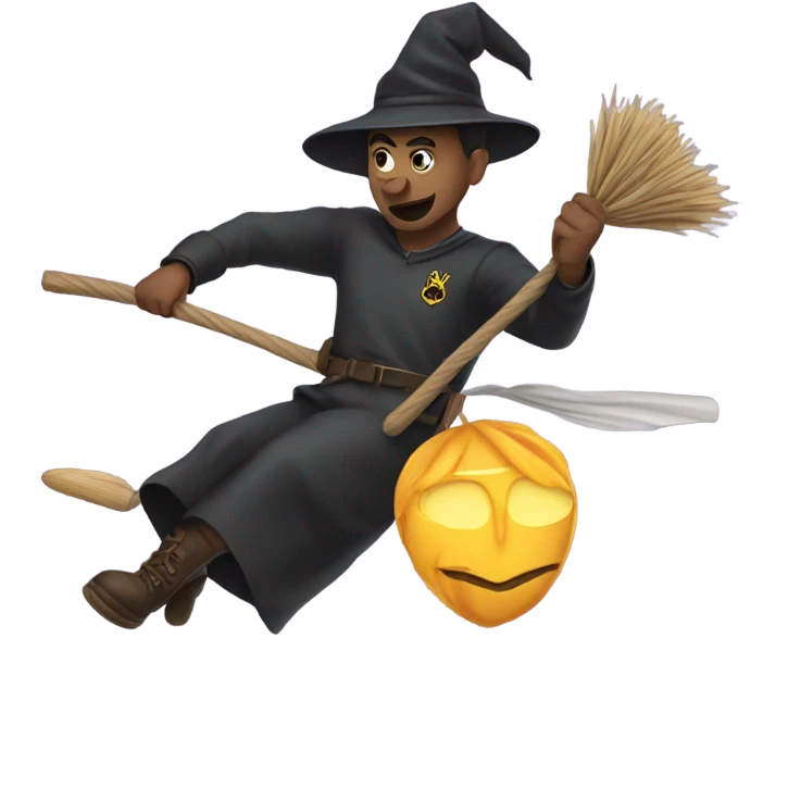 Flying on a broom and catching snitch emoji