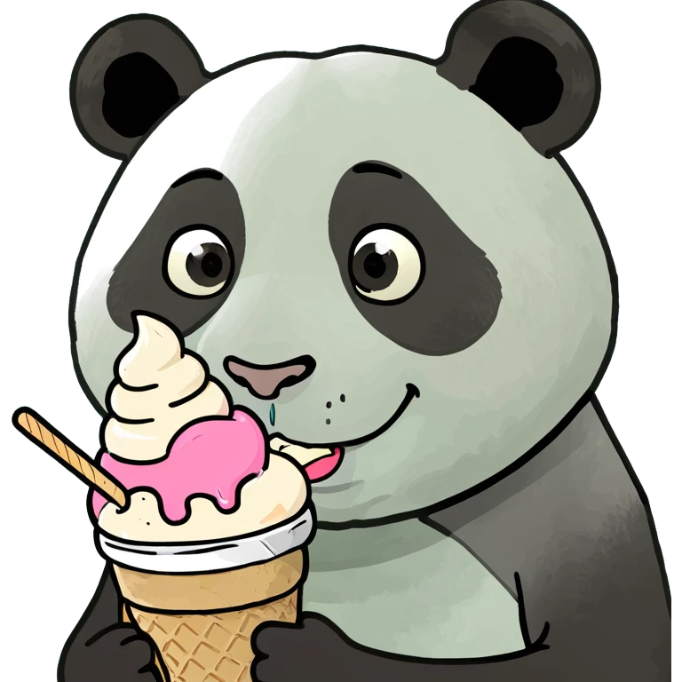 Panda eating ice cream emoji
