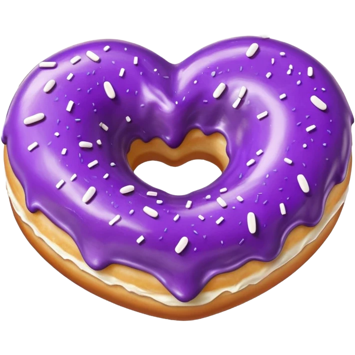 Realistic isolated heart shaped donut with purple color. emoji