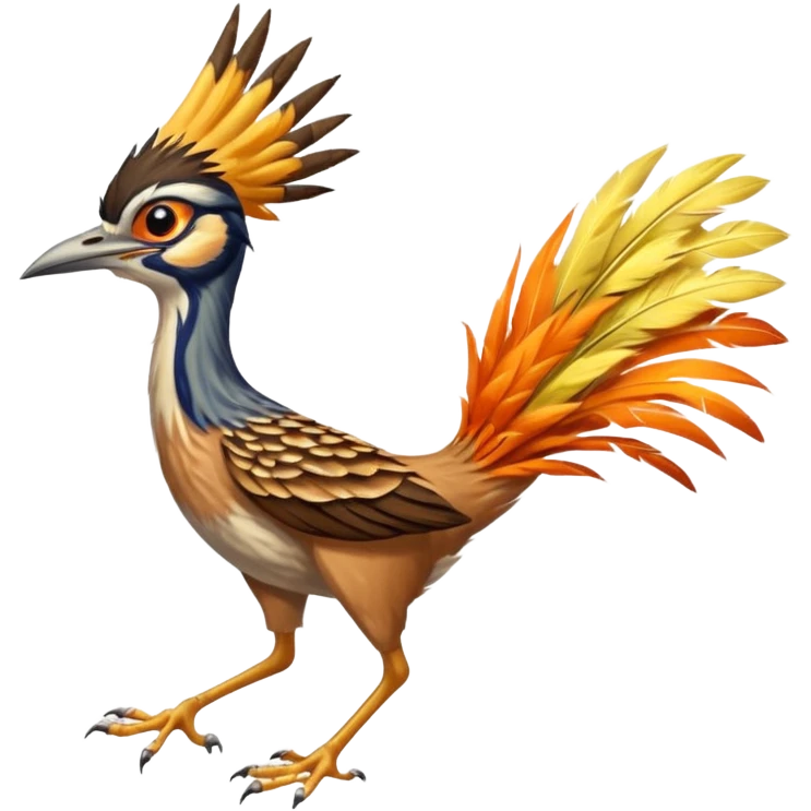 realistic roadrunner bird emoji, running with long skinny tail pointed down and back emoji