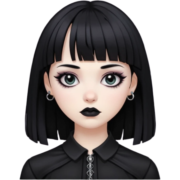 goth girl with black hair and bangs emoji