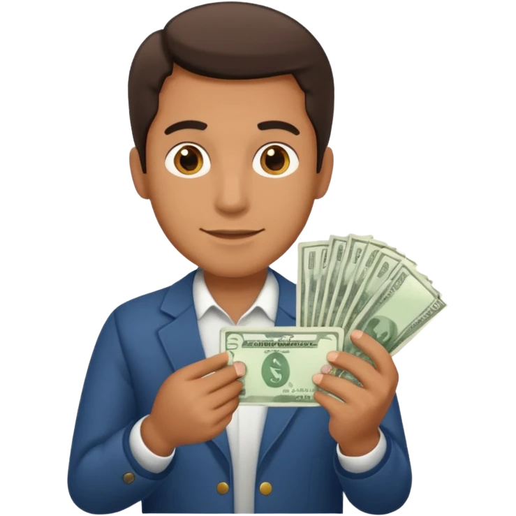 an American man with money in his hands, wearing regular clothes emoji
