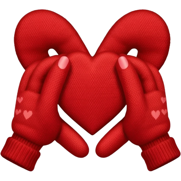 hands in mittens make a heart emoji
