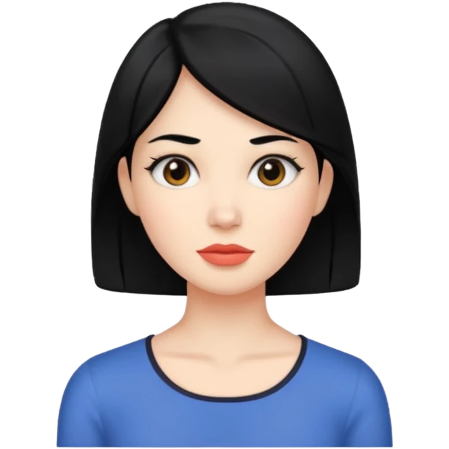 Squared jaw black haired women  emoji