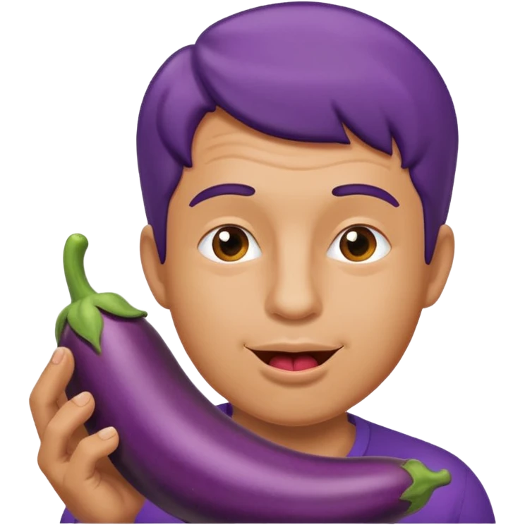 A man licking a eggplant emoji