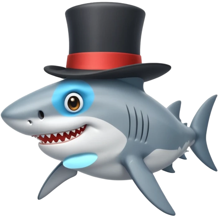 Shark with a top hat emoji