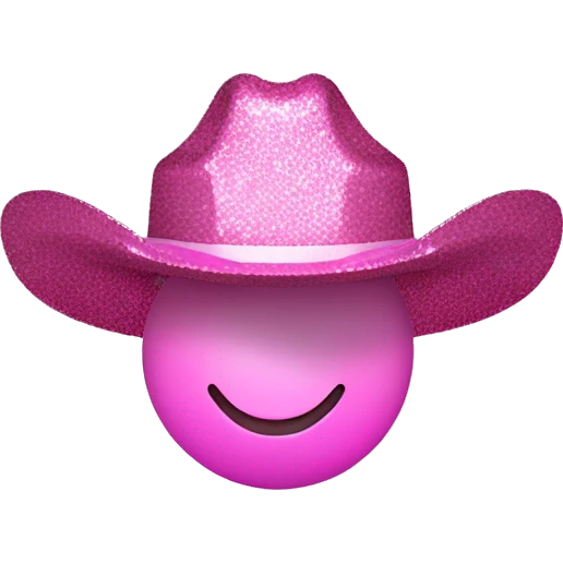 Pastel pink disco ball with pink glittery cowboy hat on emoji