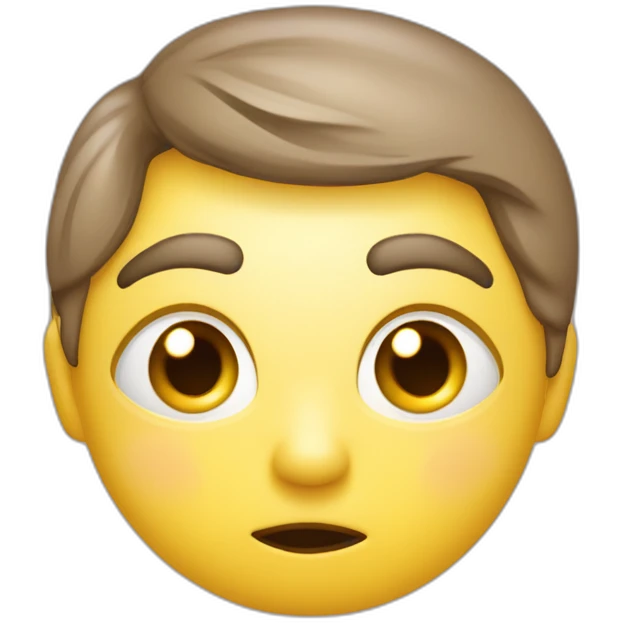 Emoji jaune visage tête vers le bas yeux et sourcil vers le bas mignon bouche triste vers le bas mais pulpeuse et mignonne  emoji