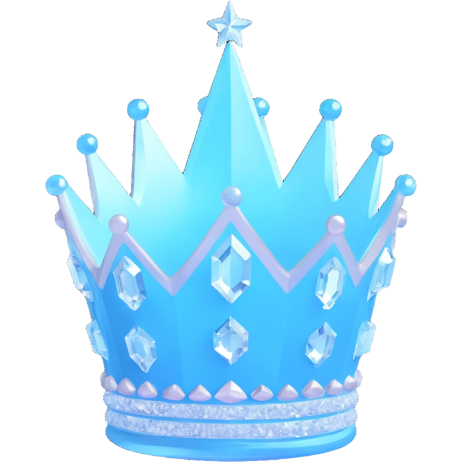 a fantasy-style tall ice crown, sparkling icy textures emoji