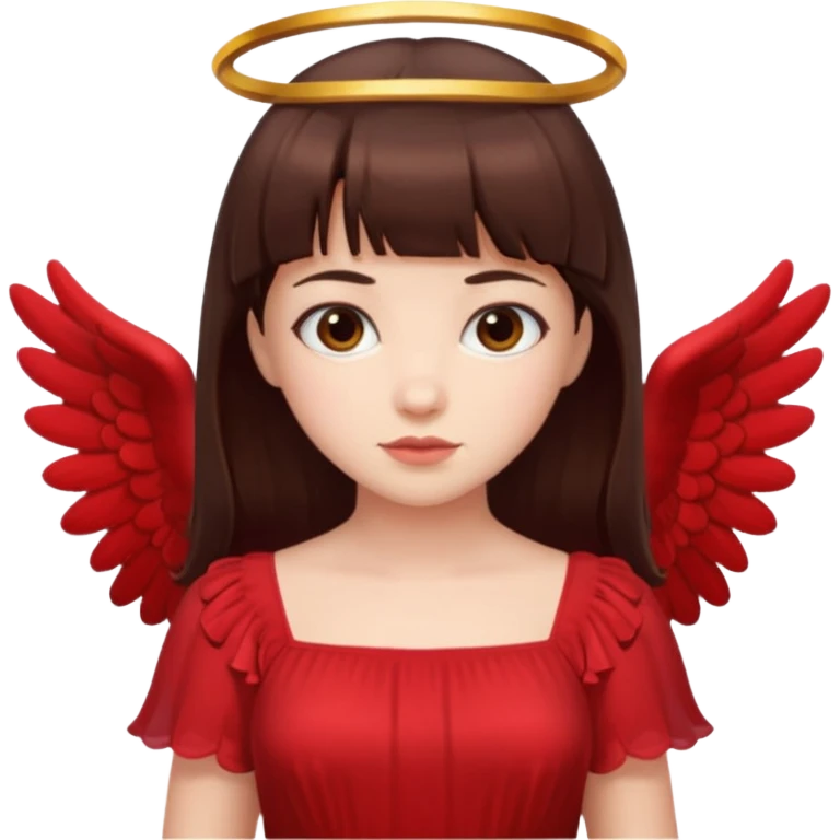  فرشته با موی چتری و لباس قرمز و موی خرمایی تیره  emoji