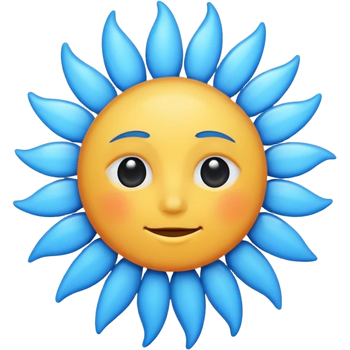 A fully blue realistic sun emoji