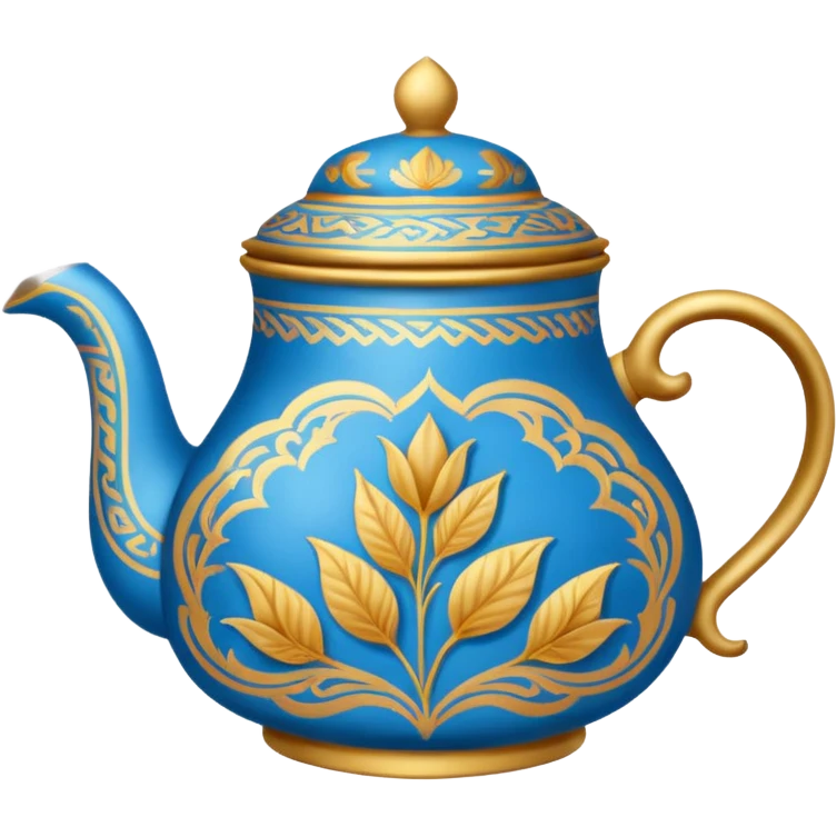 kazakh tea in a kese with blue and gold Kazakh pattern emoji