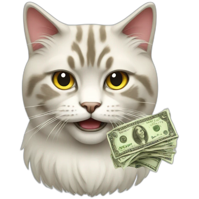angry norwegian cat with money emoji