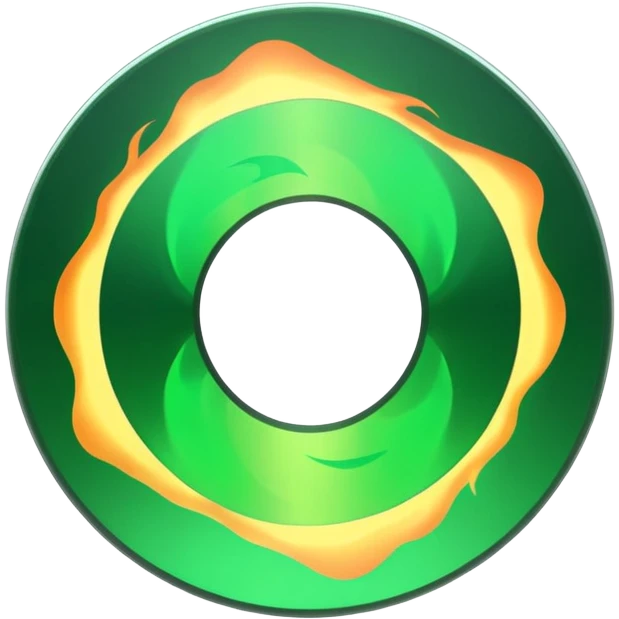 A minimalist CD disc with subtle green flames, glowing effect, variation 1 emoji